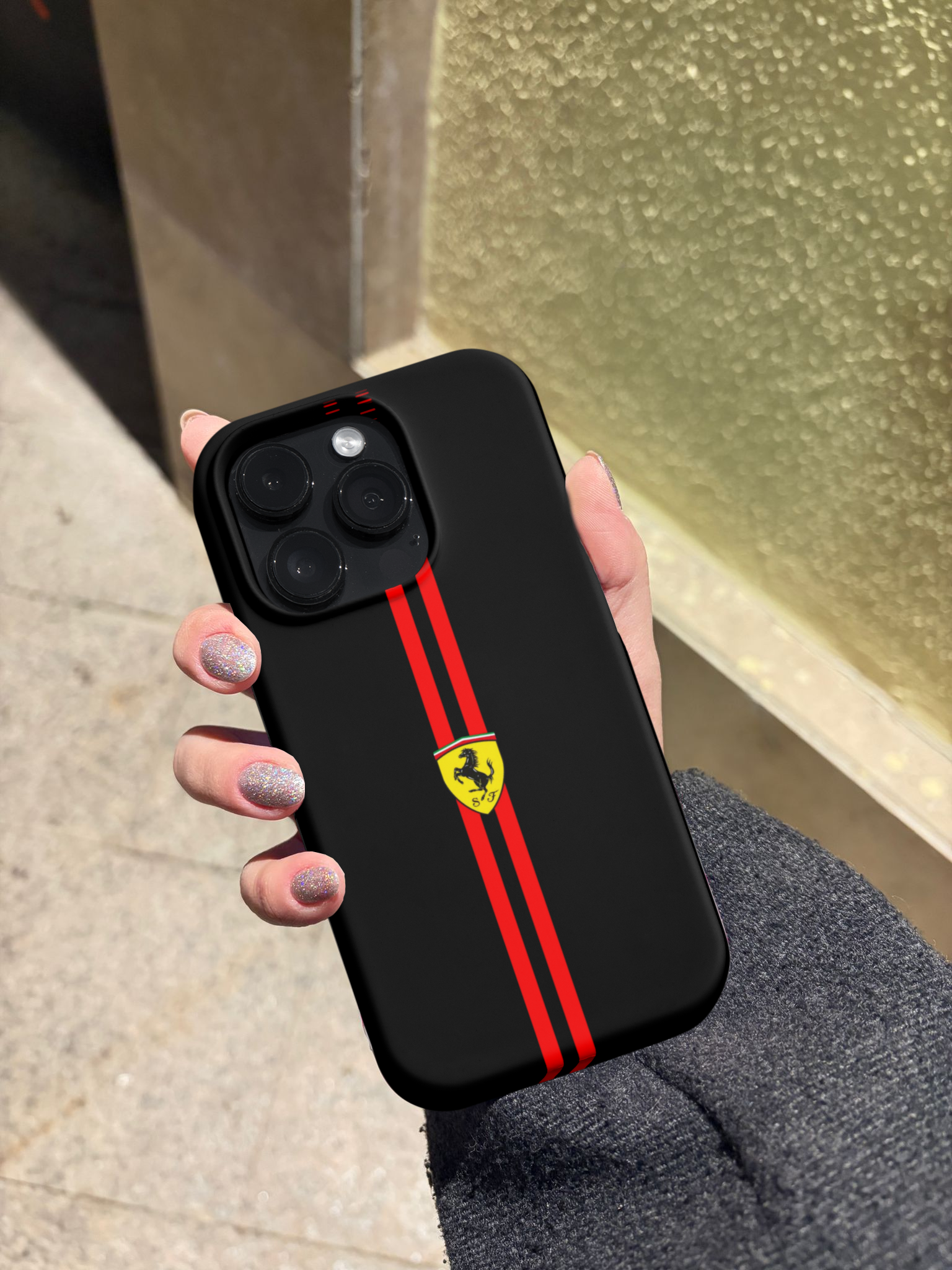 Siyah Ferrari Logo Telefon Kılıfı Z20